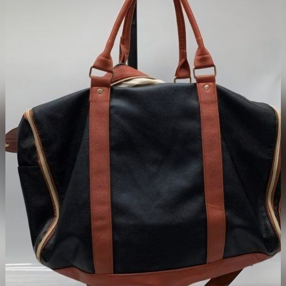 Luhxe Travel Convertible Carry On Garment Bag in black with brown straps. - Picture 2 of 5